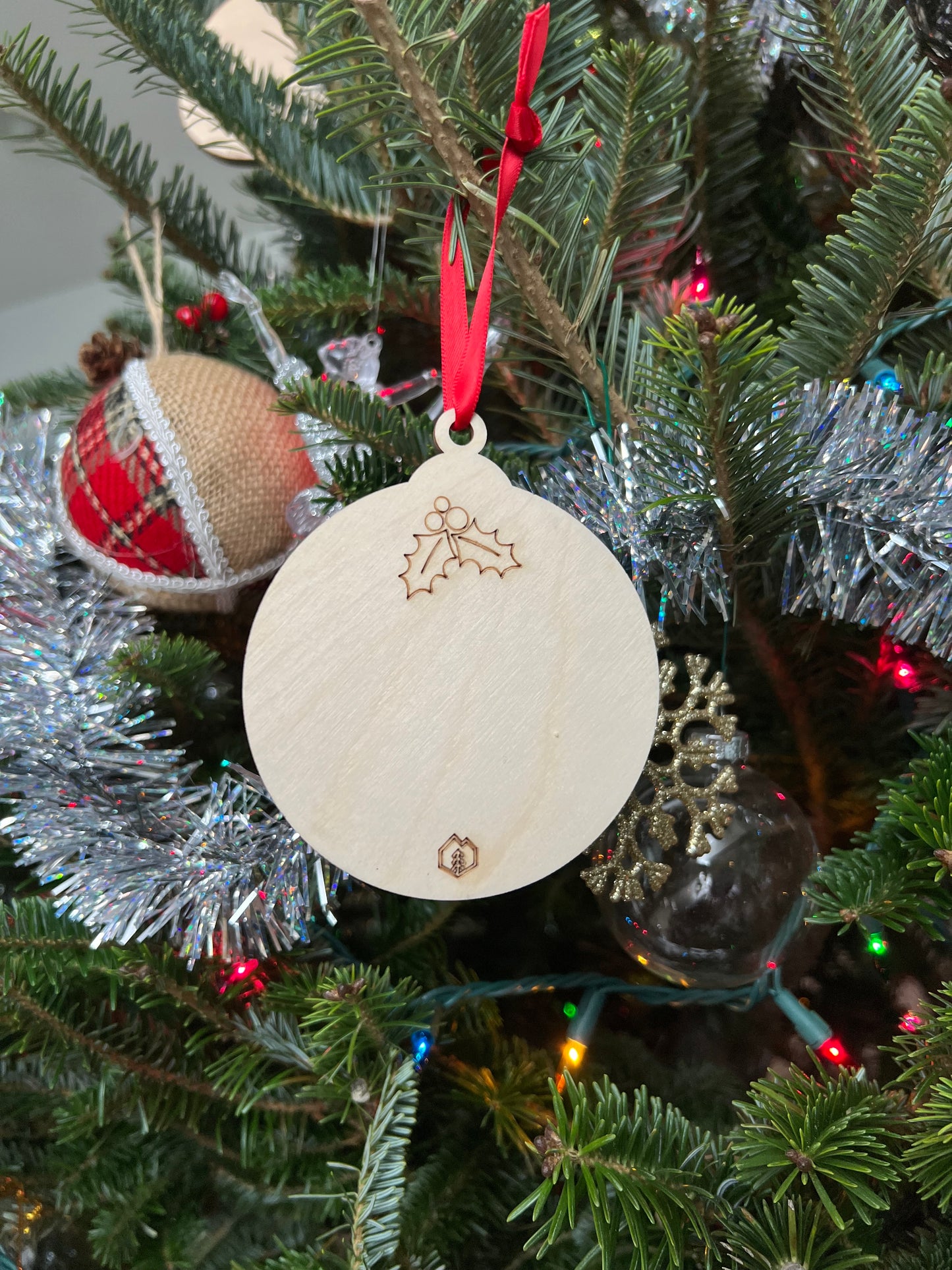 Bow Wooden 3D Ornament | Walnut and Maple | Laser Cut and Engraved