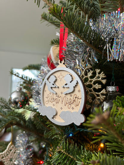 Silent Night 3D Ornament | Birch and Color | Laser Cut and Engraved | Personalized