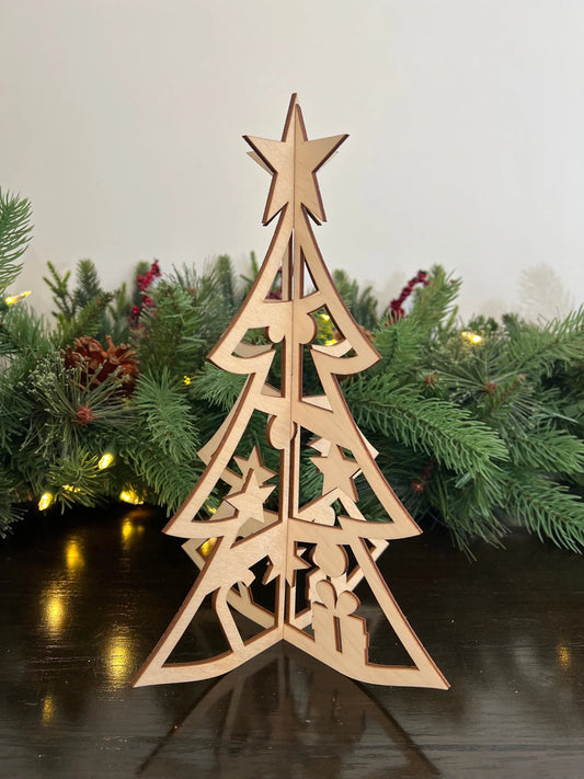 Laser Cut Wooden Christmas Tree | Present, Candy Cane and Star