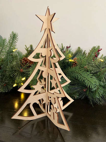 Laser Cut Wooden Christmas Tree | Present, Candy Cane and Star