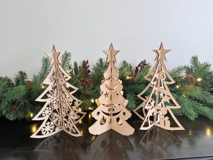 Laser Cut Wooden Christmas Tree | Present, Candy Cane and Star