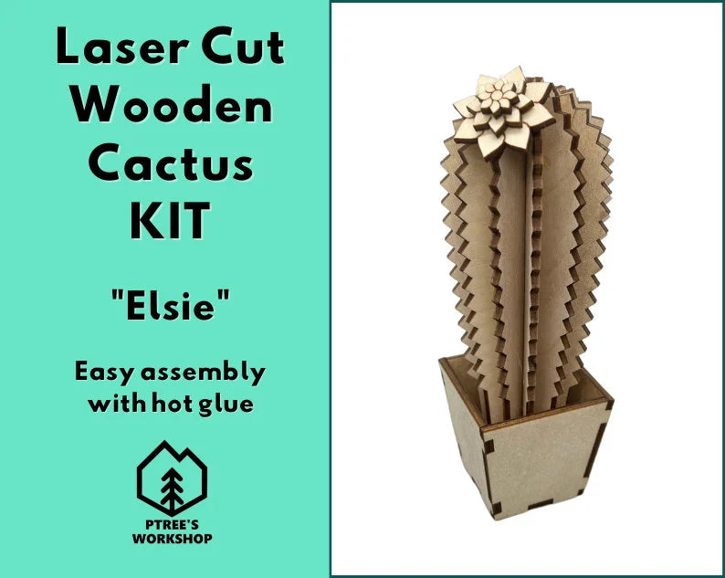 Laser Cut Wooden Cactus DIY Kit | Elsie