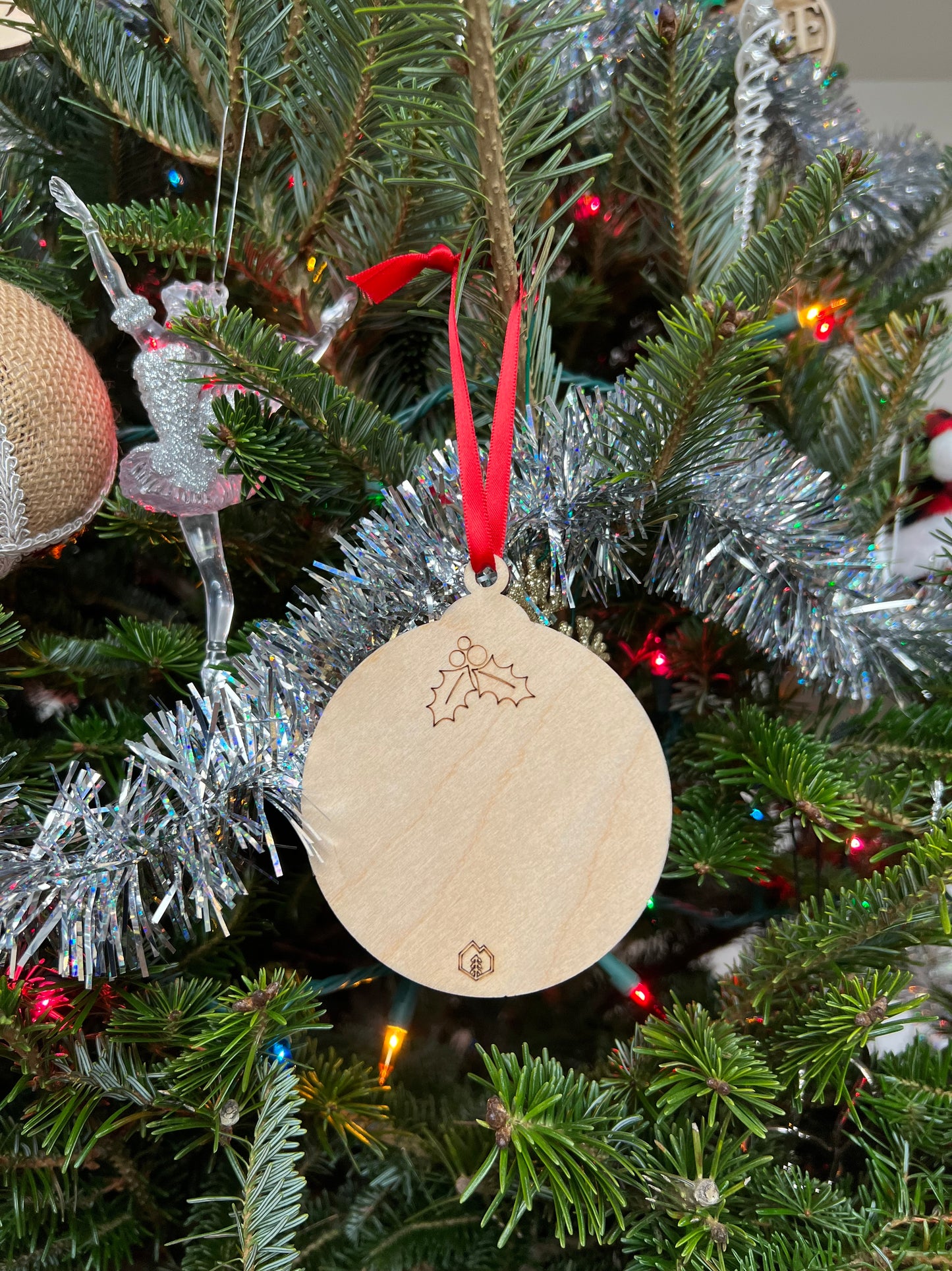 Merry Christmas 3D Ornament | Birch and Color | Laser Cut and Engraved | Personalized