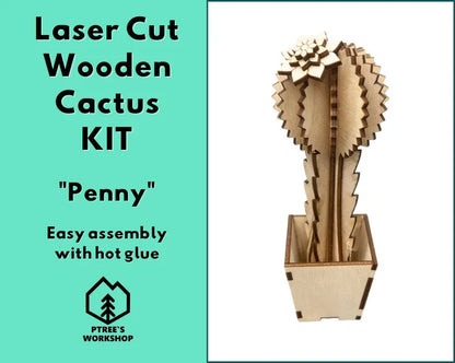 Laser Cut Wooden Cactus DIY Kit | Penny