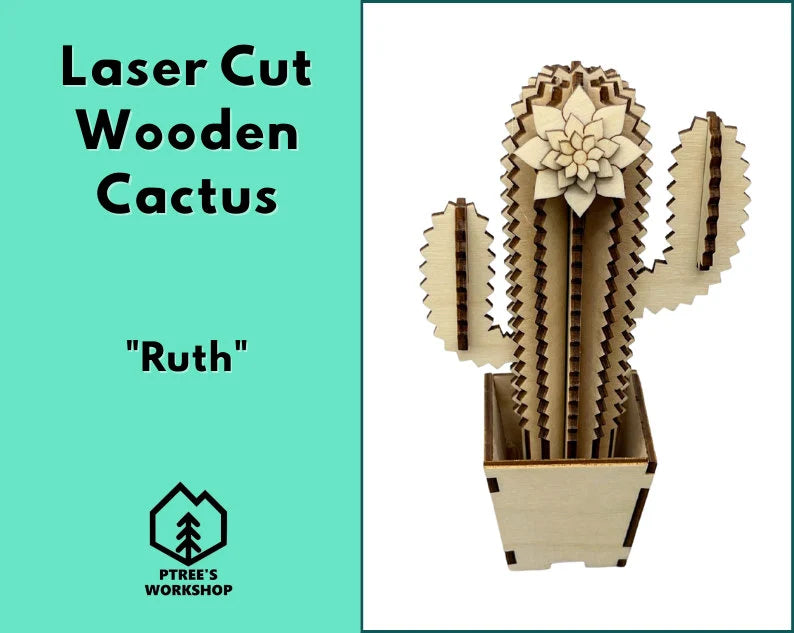 Laser Cut Wooden Cactus | Ruth