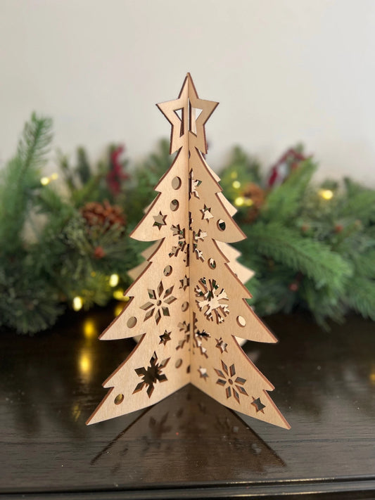 Laser Cut Wooden Christmas Tree | Snowflakes