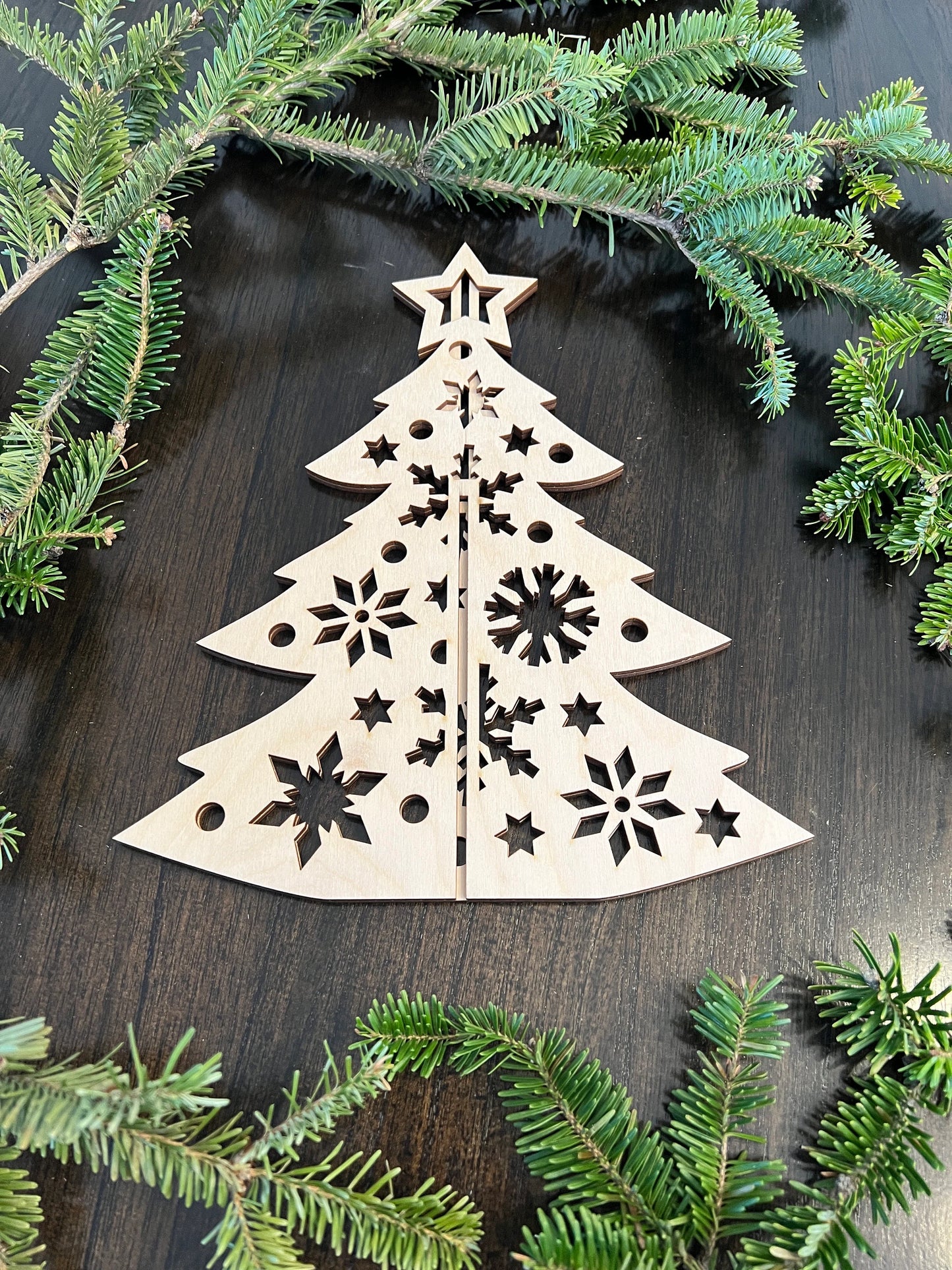 Laser Cut Wooden Christmas Tree | Snowflakes