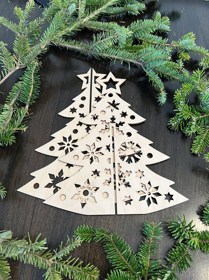 Laser Cut Wooden Christmas Tree | Snowflakes