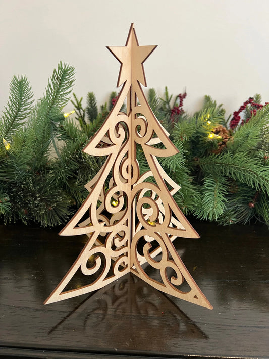 Laser Cut Wooden Christmas Tree | Swirl