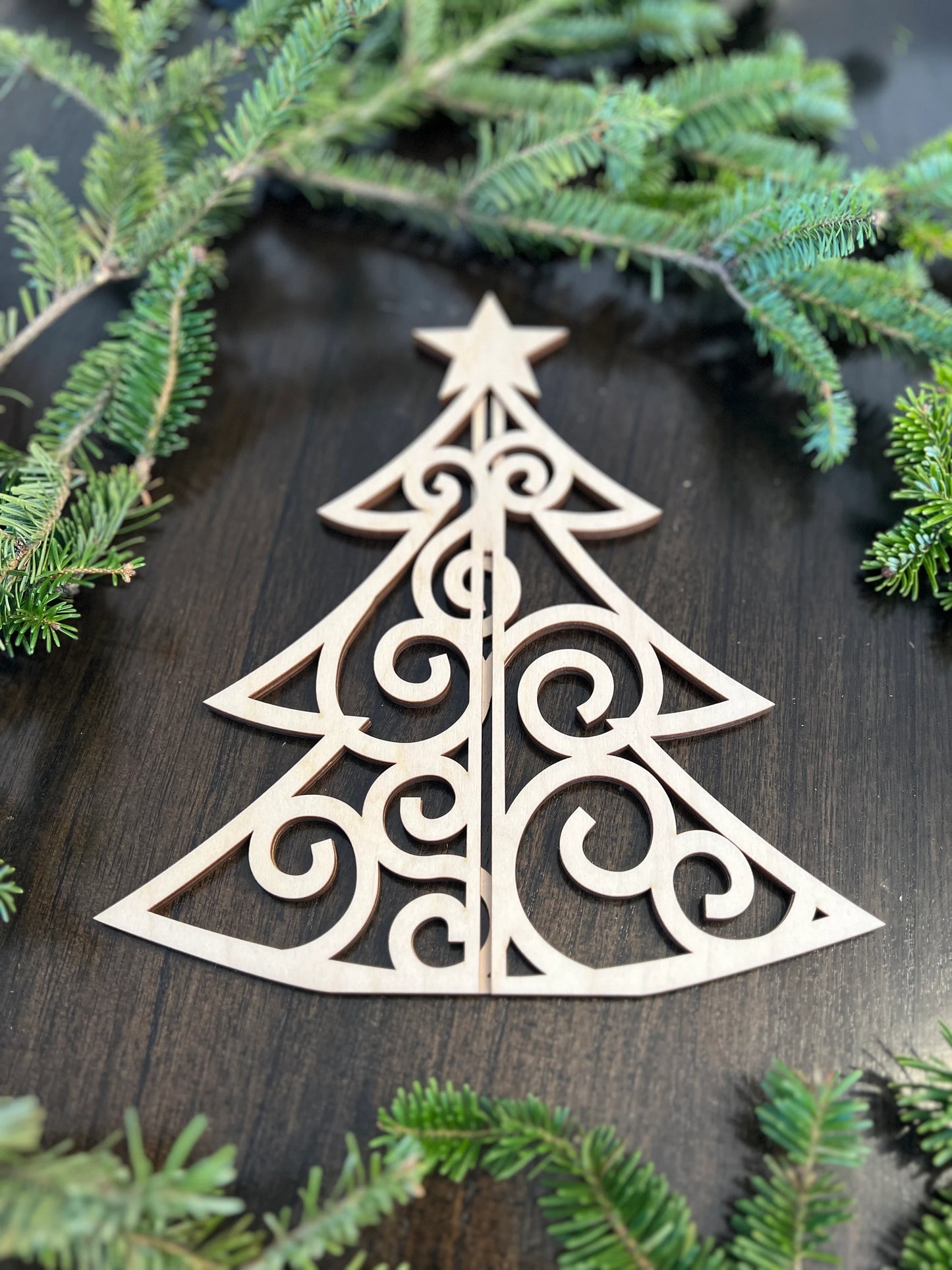 Laser Cut Wooden Christmas Tree | Swirl