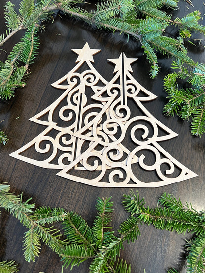 Laser Cut Wooden Christmas Tree | Swirl