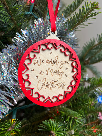 We Wish You a Merry Christmas 3D Ornament | Birch and Color | Laser Cut and Engraved | Personalized