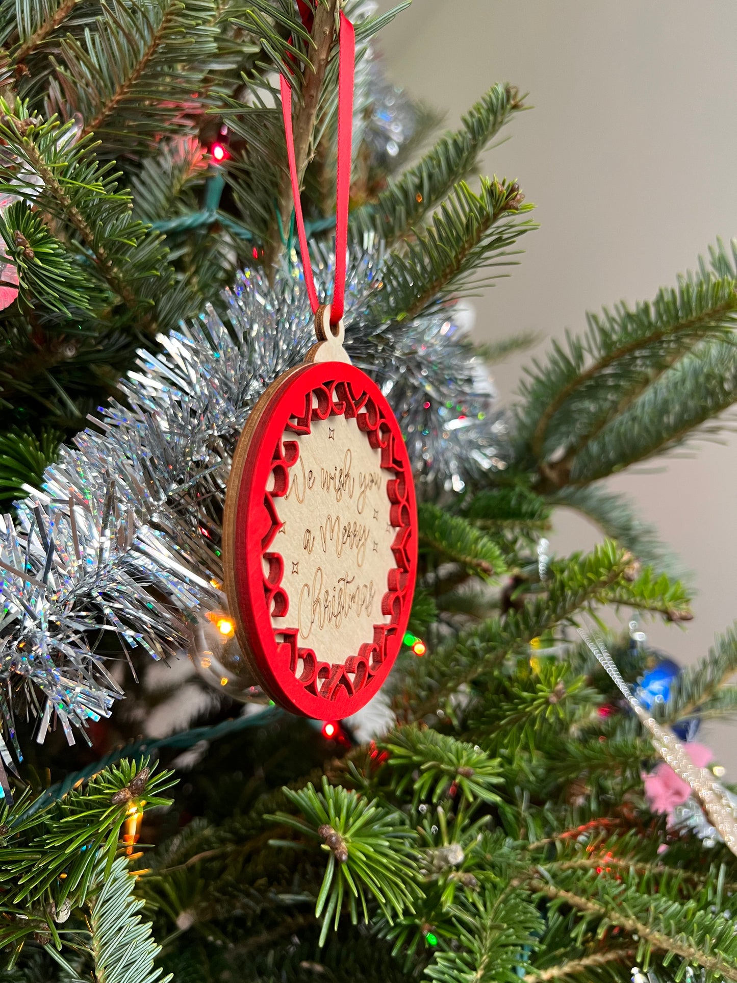 We Wish You a Merry Christmas 3D Ornament | Birch and Color | Laser Cut and Engraved | Personalized