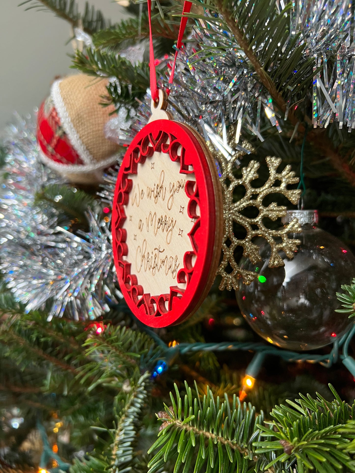 We Wish You a Merry Christmas 3D Ornament | Birch and Color | Laser Cut and Engraved | Personalized