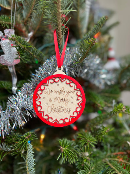 We Wish You a Merry Christmas 3D Ornament | Birch and Color | Laser Cut and Engraved | Personalized