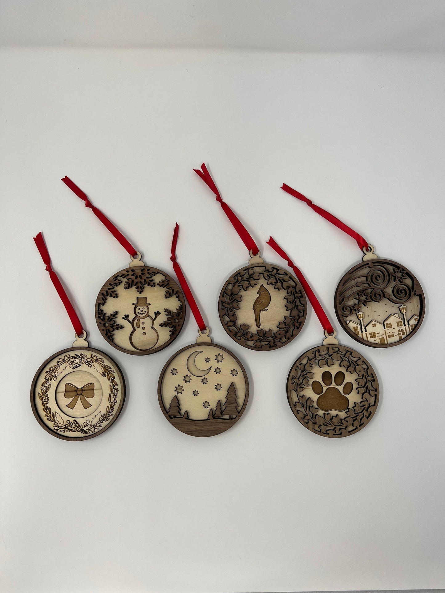 Cardinal Wooden 3D Ornament | Walnut and Maple | Laser Cut and Engraved