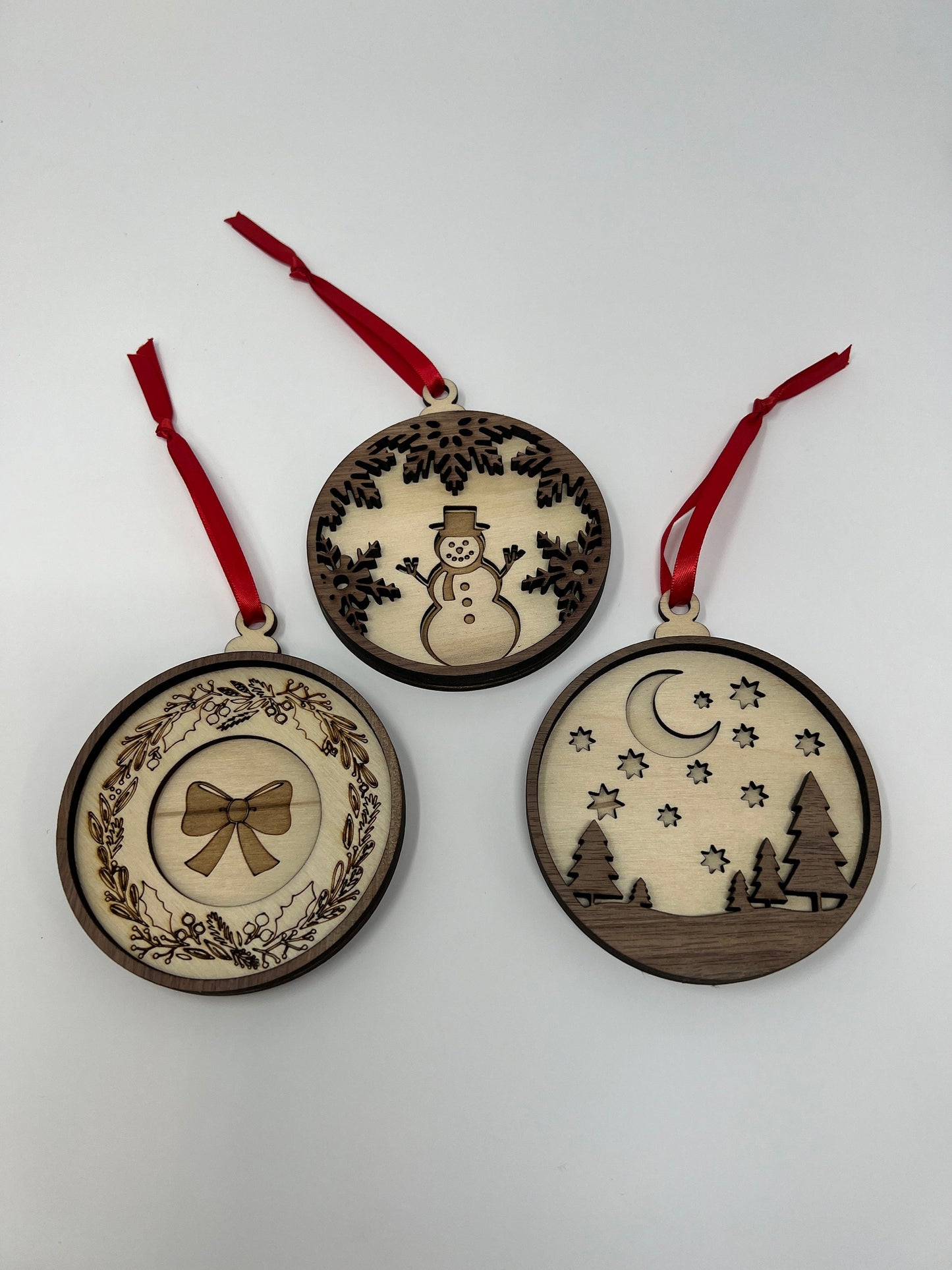 Binxy Cat Wooden 3D Ornament | Walnut and Maple | Laser Cut and Engraved