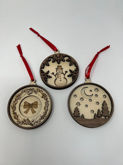Binxy Cat Wooden 3D Ornament | Walnut and Maple | Laser Cut and Engraved