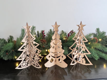 Laser Cut Wooden Christmas Tree | Star and Ornament