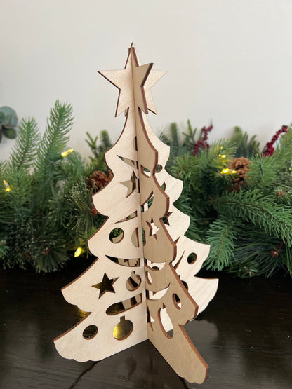 Laser Cut Wooden Christmas Tree | Star and Ornament