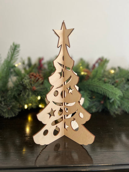 Laser Cut Wooden Christmas Tree | Star and Ornament