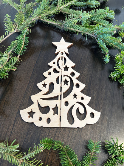 Laser Cut Wooden Christmas Tree | Star and Swirl