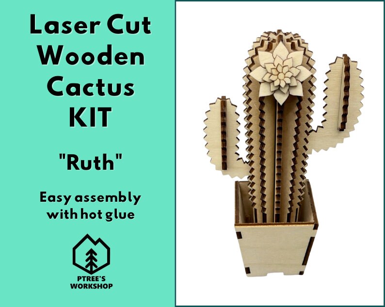 Laser Cut Wooden Cactus DIY Kit | Ruth